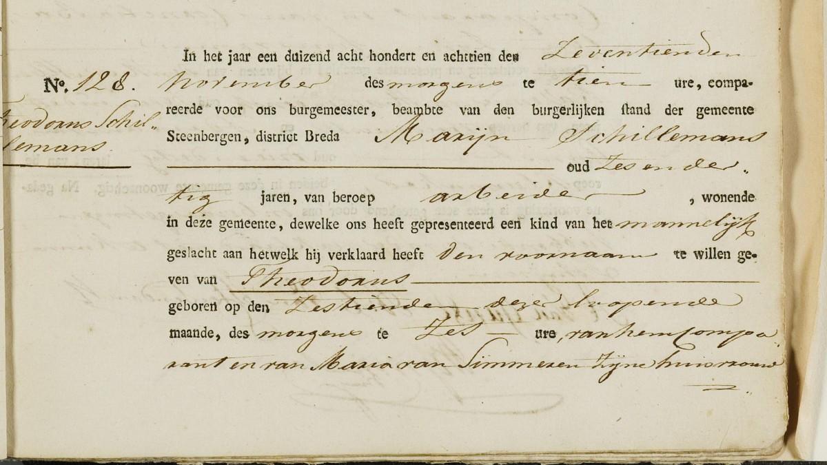 Klik voor foto in apart venster schillemans_theodorus_16-11-1818_geboorteakte.jpg