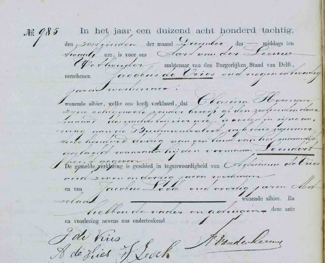 Klik voor foto in apart venster de_vries_leendert_1880_geboorteakte.jpg