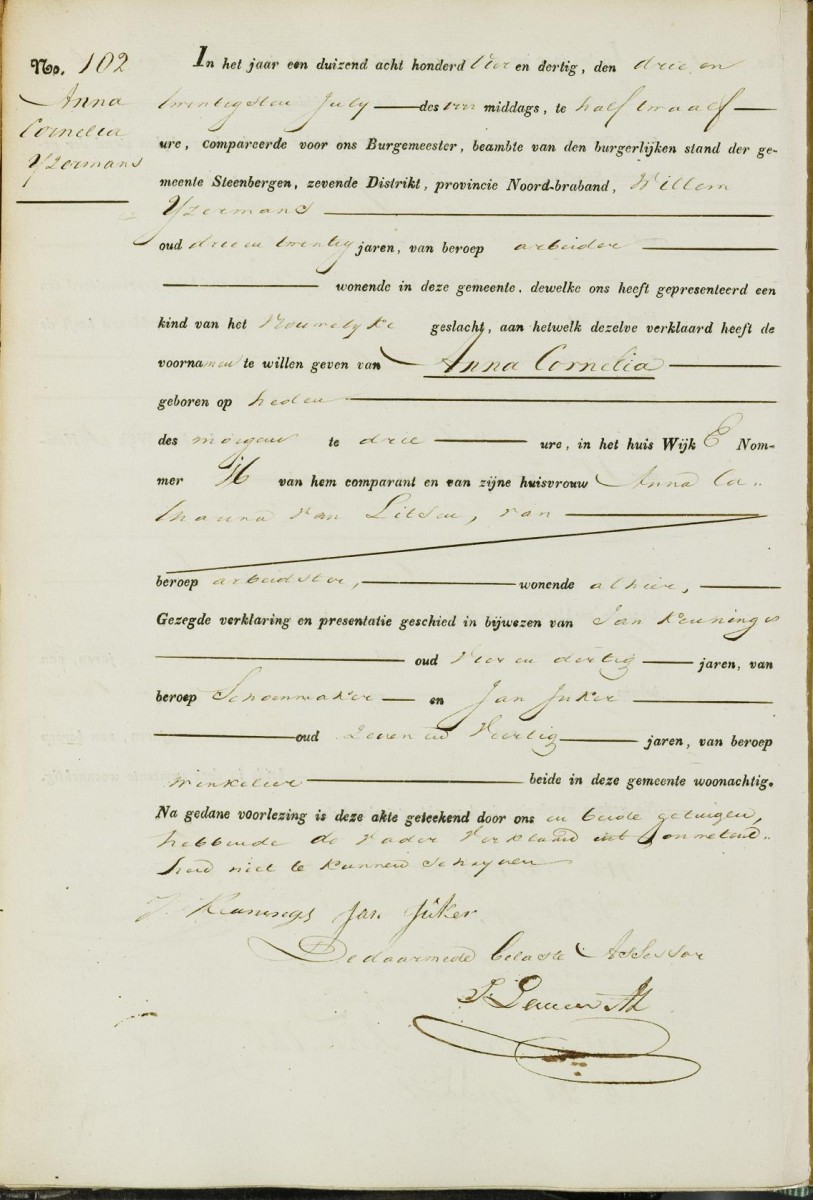 Klik voor foto in apart venster ijzermans_anna_23-07-1834_geboorteakte.jpg