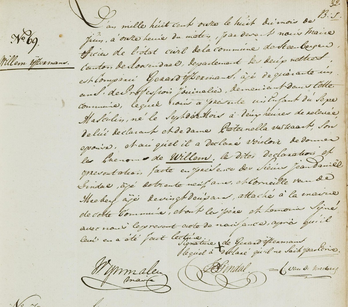 Klik voor foto in apart venster ijzermans_wilhelmus_07-06-1811_geboorteakte.jpg